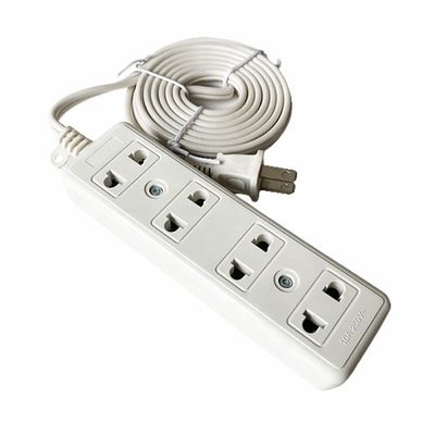 White 3 M 4 M 5 M 2 Flat Pin Plastic Extension Cord Socket