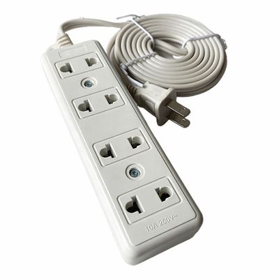 White 3 M 4 M 5 M 2 Flat Pin Plastic Extension Cord Socket
