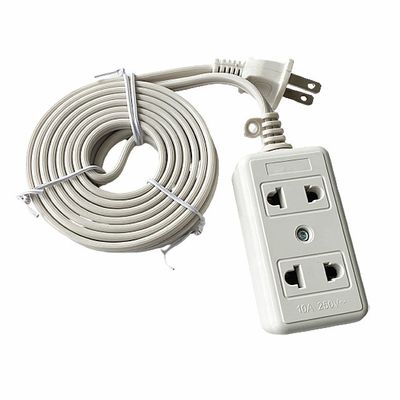 White 3 M 4 M 5 M 2 Flat Pin Plastic Extension Cord Socket