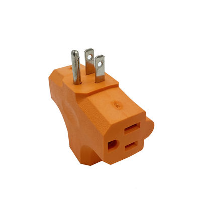 Residential PVC 50V 15A Orange 2 Pin Plug Adapter Converter