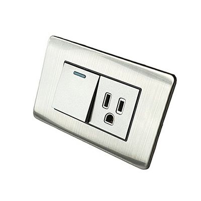 Stainless Steel Wall Switch And Socket With Metal Brushed